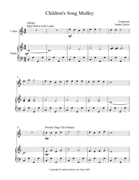 Childrens Song Medley treble C instrument solo part cover page 00021