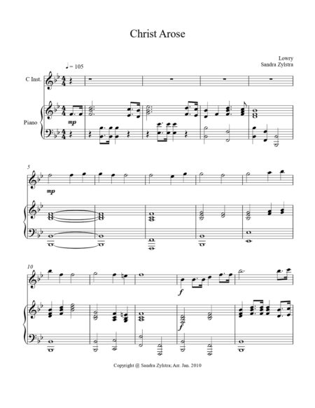 Christ Arose treble C instrument solo part cover page 00021