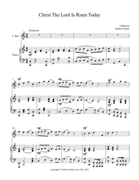 Christ The Lord Is Risen Today treble C instrument solo part cover page 00021