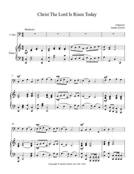 Christ The Lord Is Risen Today bass C instrument solo part cover page 00021