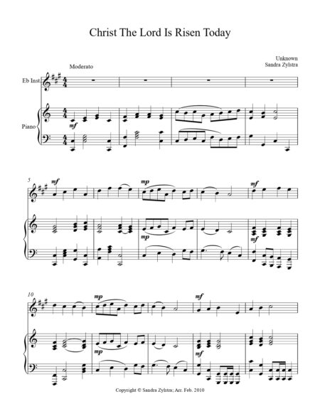Christ The Lord Is Risen Today Eb instrument solo part cover page 00021