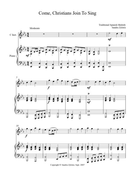 Come Christians Join To Sing treble C instrument solo part cover page 00021