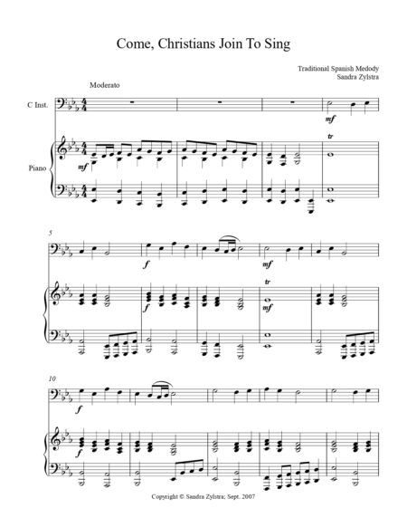 Come Christians Join To Sing bass C instrument solo part cover page 00021