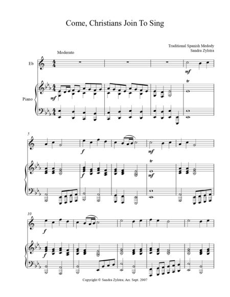 Come Christians Join To Sing Eb instrument solo part cover page 00021