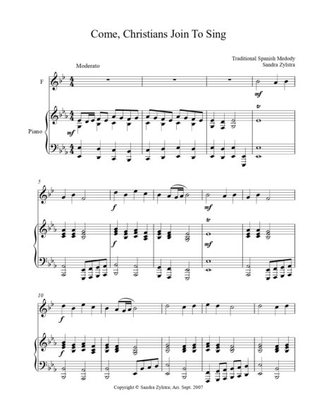 Come Christians Join To Sing F instrument solo part cover page 00021