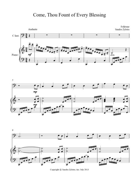 Come Thou Fount Of Every Blessing bass C instrument solo part cover page 00021