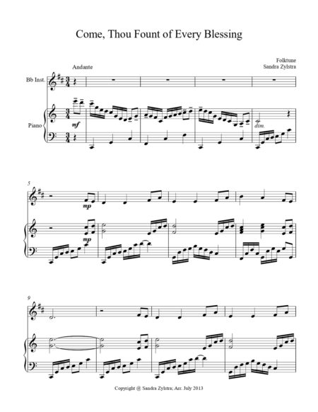Come Thou Fount Of Every Blessing Bb instrument solo part cover page 00021
