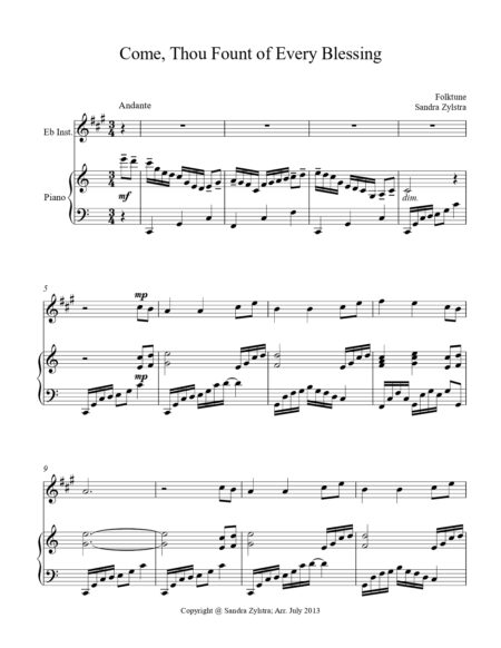 Come Thou Fount Of Every Blessing Eb instrument solo part cover page 00021