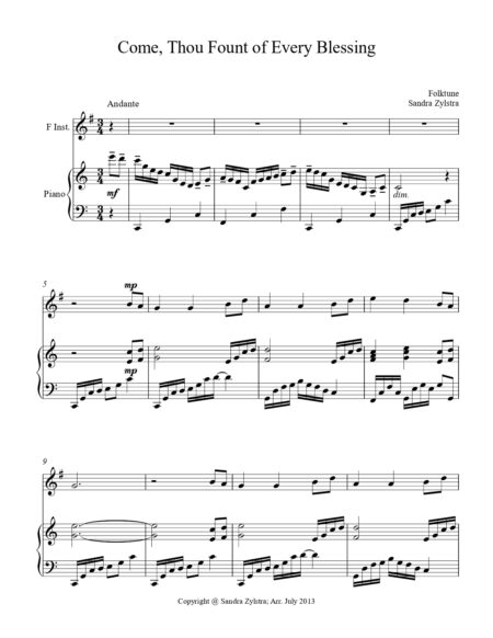 Come Thou Fount Of Every Blessing F instrument solo part cover page 00021