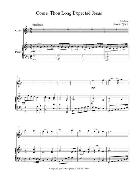 Come Thou Long Expected Jesus treble C instrument solo part cover page 00021