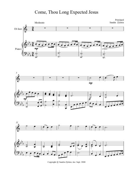 Come Thou Long Expected Jesus Eb instrument part cover page 00021