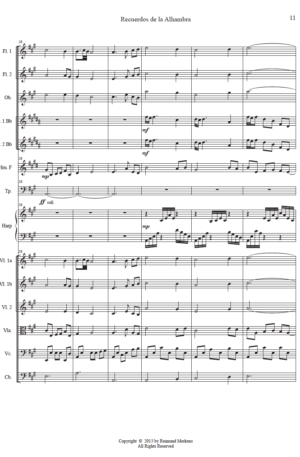 Recuerdos de la Alhambra – Orchestral Version- Conductor’s score