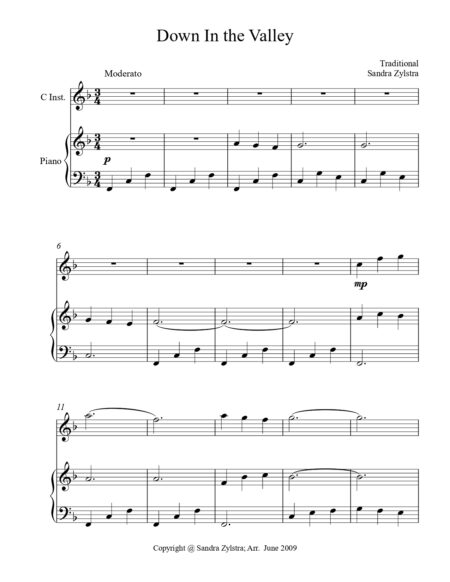 Down In The Valley treble C instrument solo part cover page 00021