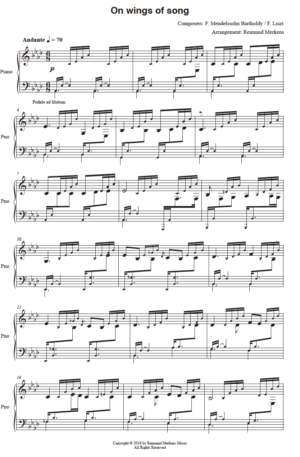 On wings of song – F. Mendelssohn-Bartholdy / F. Liszt (Easier to read version)