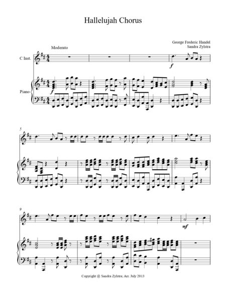 Hallelujah Chorus treble C instrument solo part cover page 00021