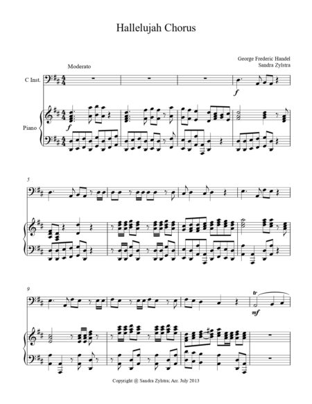Hallelujah Chorus bass C instrument solo part cover page 00021