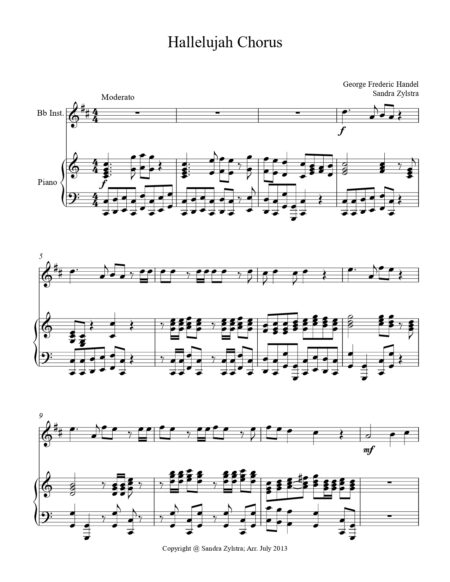 Hallelujah Chorus Bb instrument solo part cover page 00021