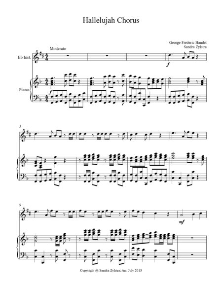 Hallelujah Chorus Eb instrument solo part cover page 00021