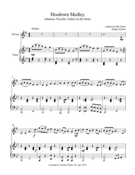 Hoedown Medley Eb instrument solo part cover page 00021