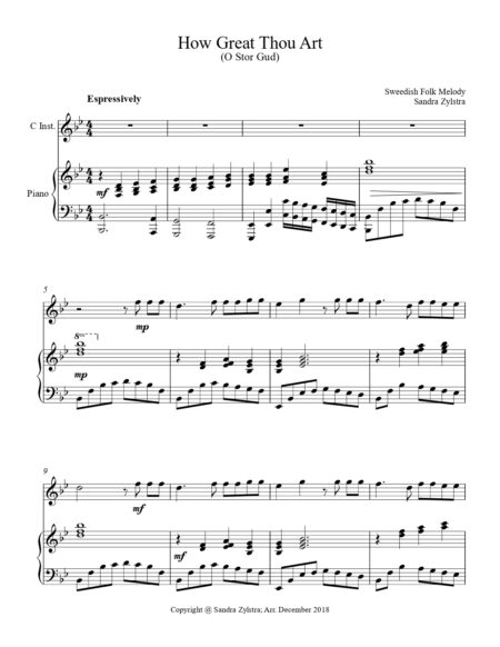 How Great Thou Art treble C instrument solo part cover page 00021