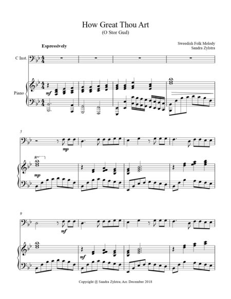 How Great Thou Art bass C instrument solo part cover page 00021