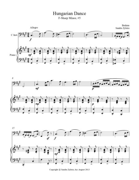 Hungarian Dance bass C instrument solo part cover page 00021
