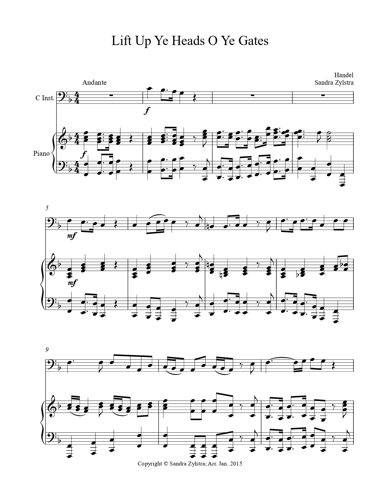 Lift Up Ye Heads O Ye Gates -Bass C Instrument Solo - Image 2