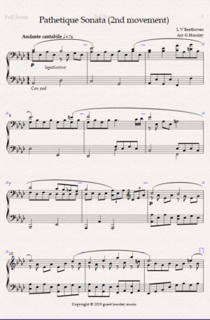 Pathetique Sonata op13 (slow mvt) Beethoven Piano Solo. (Simplified)