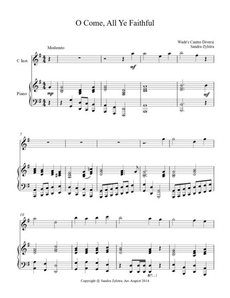 O Come All Ye Faithful treble C instrument solo part cover page 00021