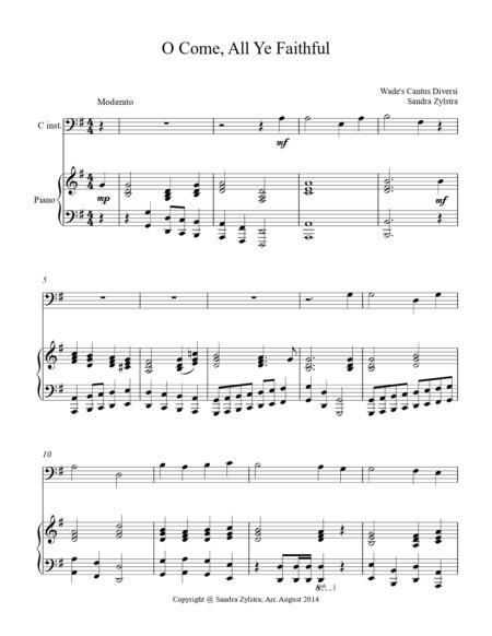 O Come All Ye Faithful bass C instrument solo part cover page 00021