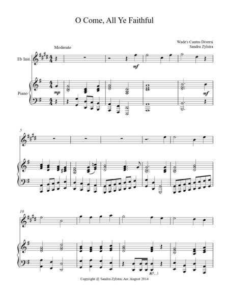 O Come All Ye Faithful Eb instrument solo part cover page 00021