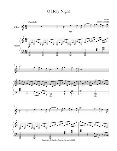 O Holy Night treble C instrument solo part cover page 00021