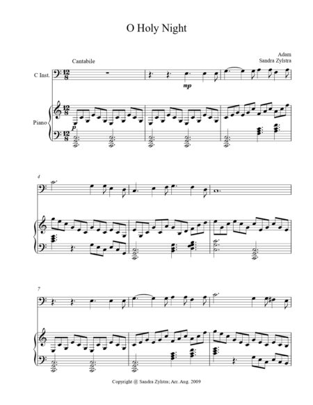 O Holy Night bass C instrument solo part cover page 00021