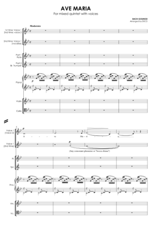 AVE MARIA (Gounod) – for voices & flexible quintet