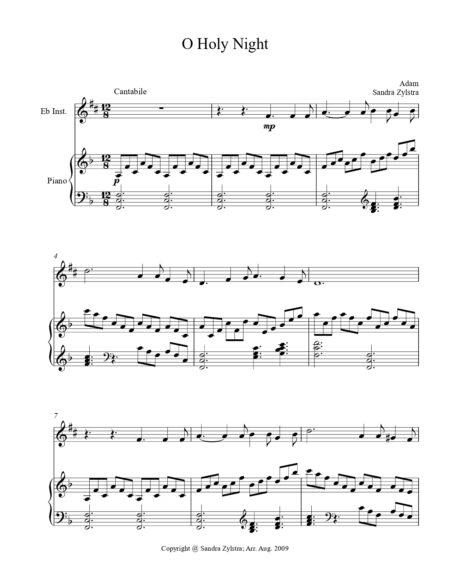 O Holy Night Eb instrument solo part cover page 00021