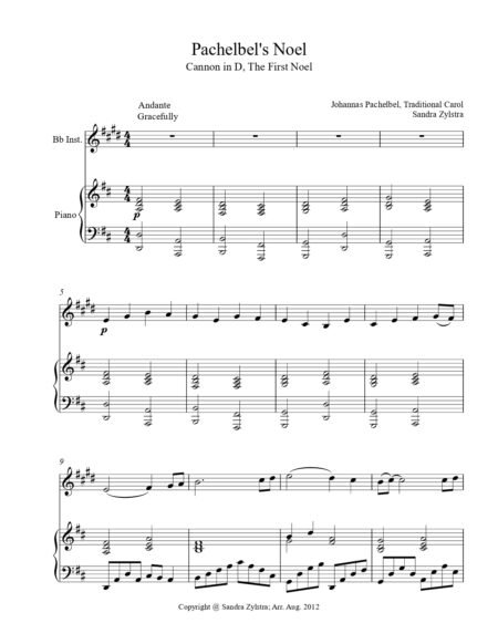 Pachelbels Noel Bb instrument solo part cover page 00021