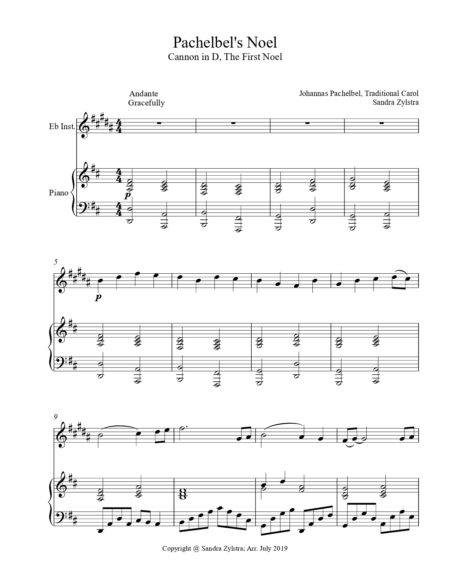 Pachelbels Noel Eb instrument solo part cover page 00021