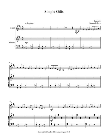SImple Gifts F instrument solo part cover page 00021