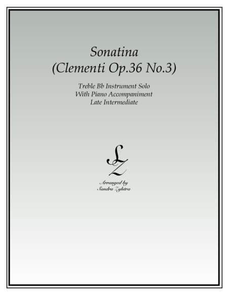 Sonatina Op. 36 No. 3 Clementi Bb instrument solo part cover page 00011