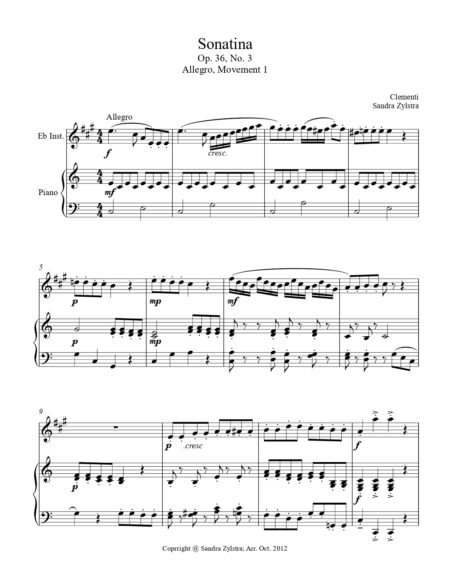 Sonatina Op. 36 No. 3 Clementi Eb instrument solo part cover page 00021