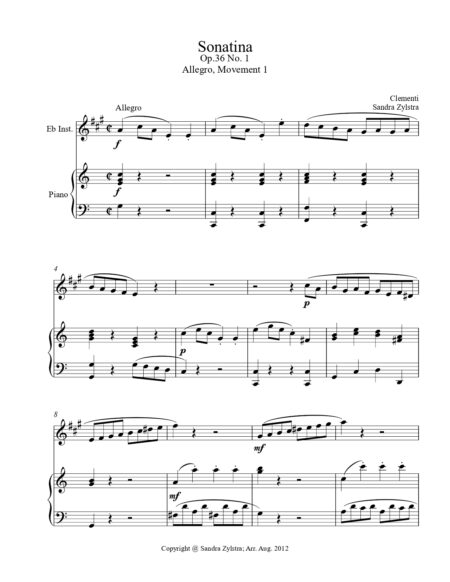 Sonatina Clementi Op. 36 No. 1 Eb instrument solo part cover page 00021