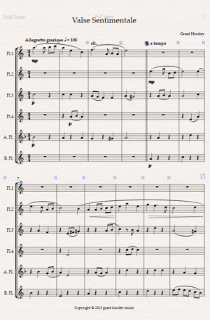 “Valse Sentimentale” Original for Flute Choir