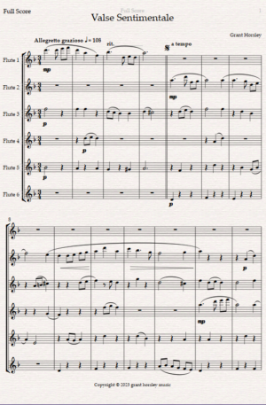 “Valse Sentimentale” Original for Flute Choir (Six C Flutes)