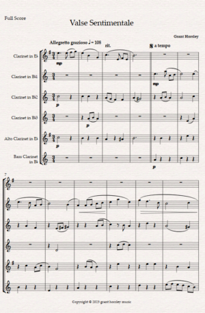 “Valse Sentimentale” Original for Clarinet Choir