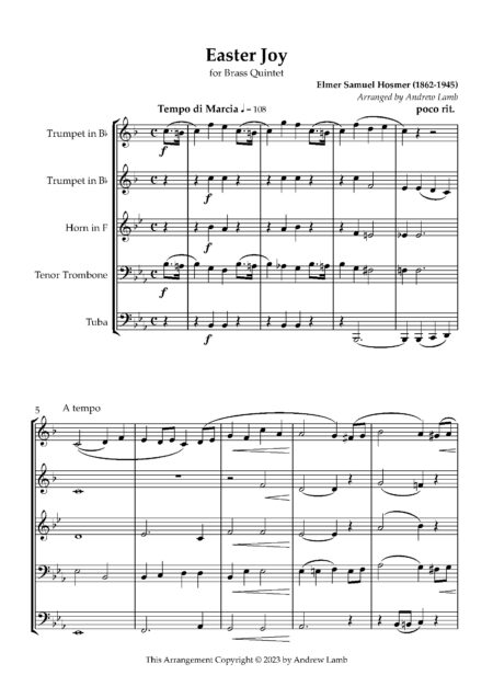Brass Quintet Hosmer E Easter Joy Full Score Page 02