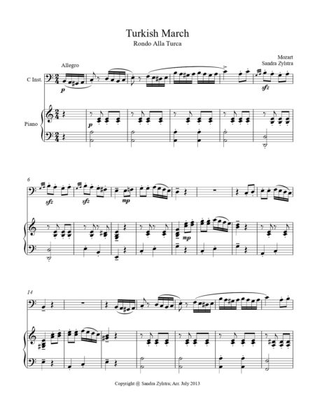 Turkish March bass C instrument solo part cover page 00021