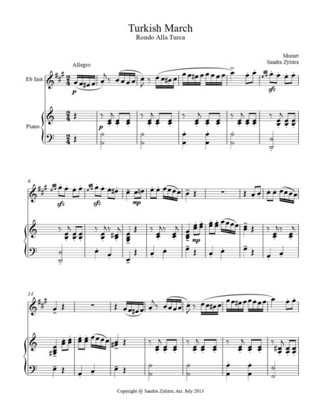 Turkish March Eb instrument solo part cover page 00021