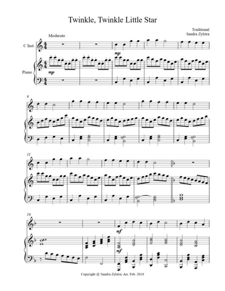 Twinkle Twinkle Little Star treble C instrument solo part cover page 00021