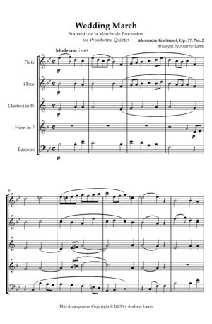 Wedding March, Op. 77, No. 2 – Wind Quintet