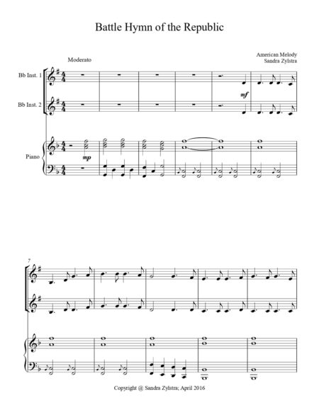 Battle Hymn Of The Republic Bb instrument duet parts cover page 00021